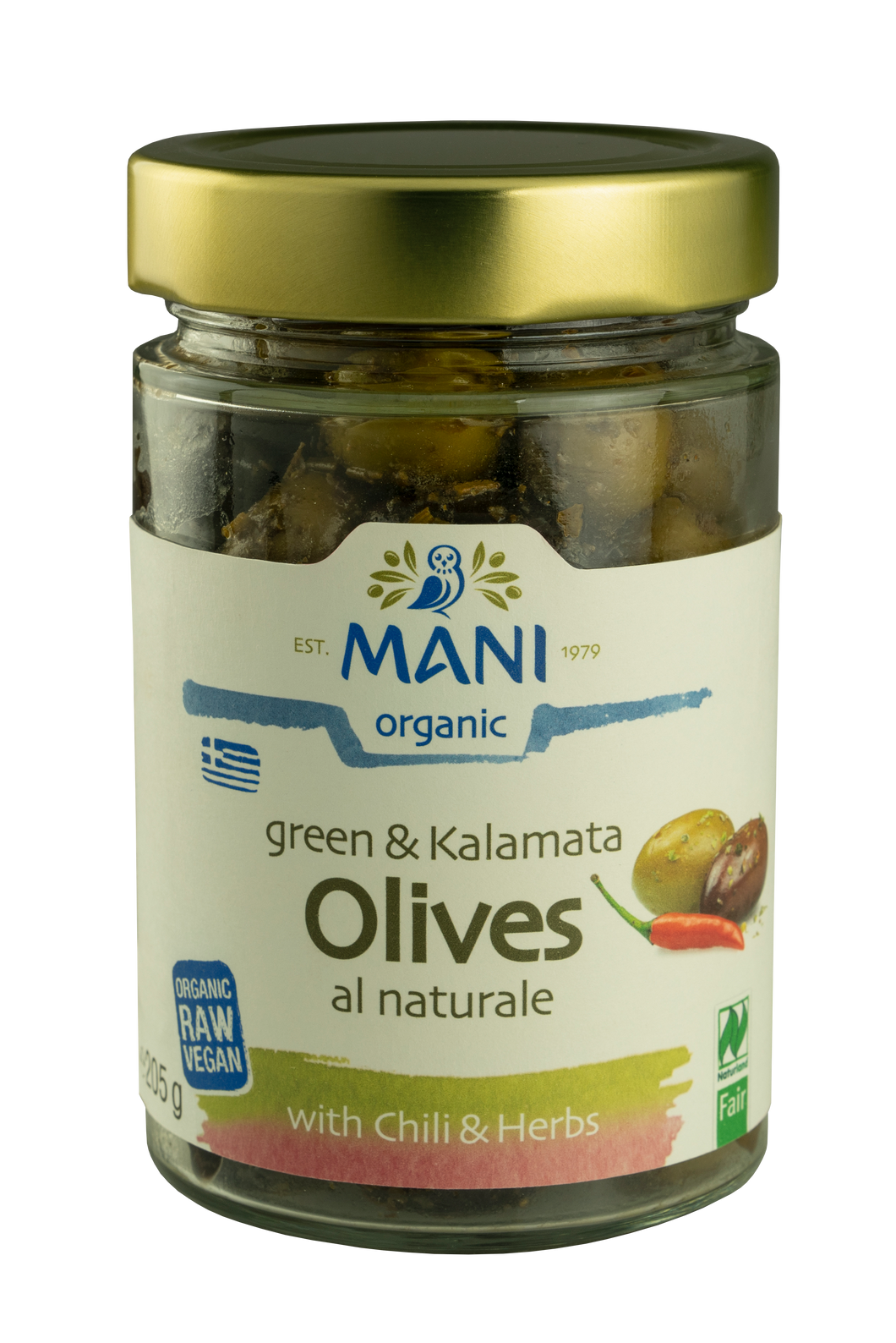 Organic Mixed Olives al Naturale with Chilli and Herbs